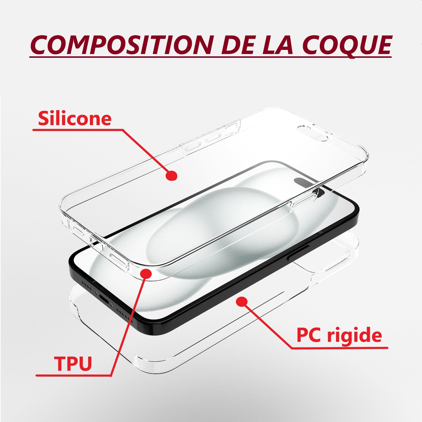 Coque pour iPhone 15 Plus (360°)