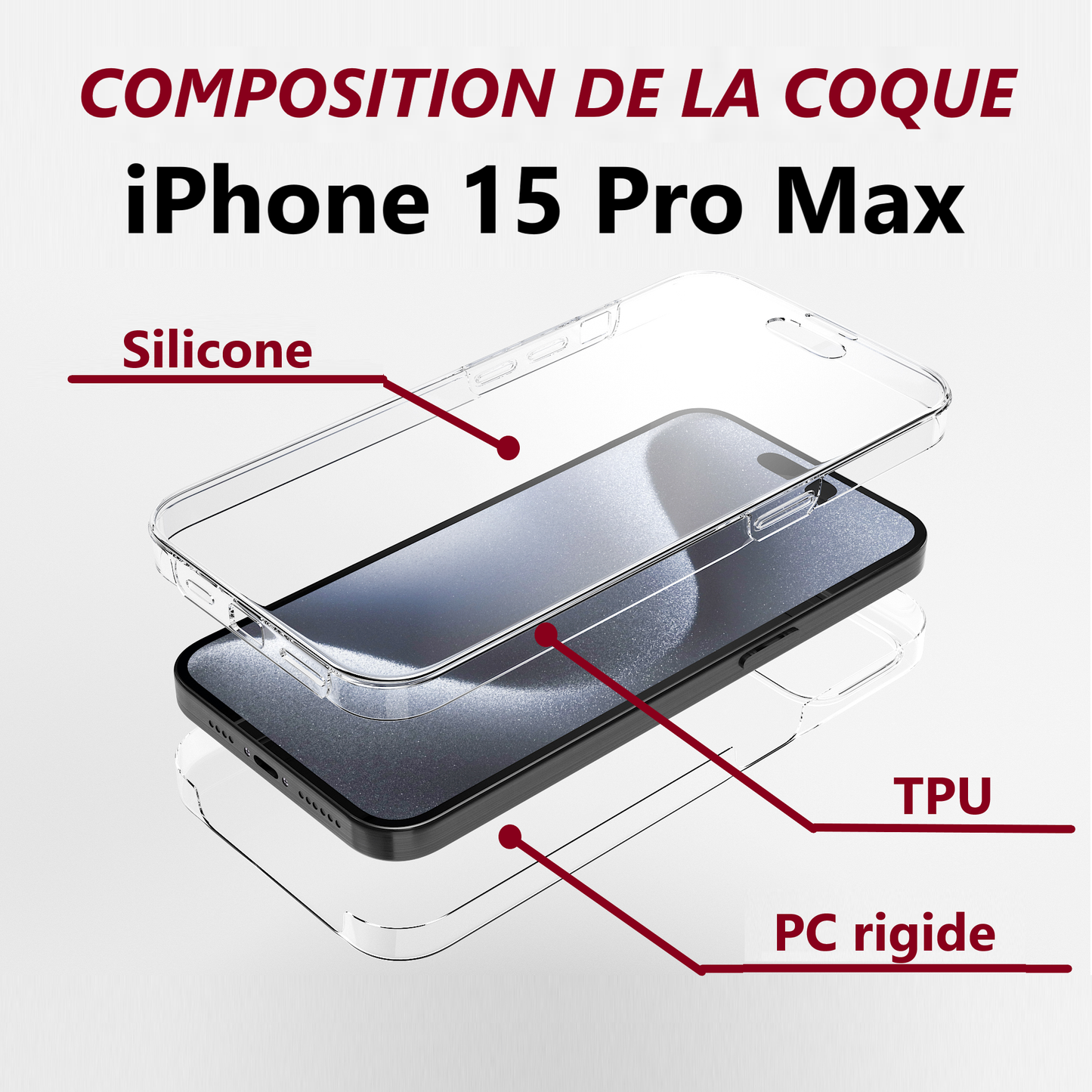 Coque pour iPhone 15 Pro Max (360°)