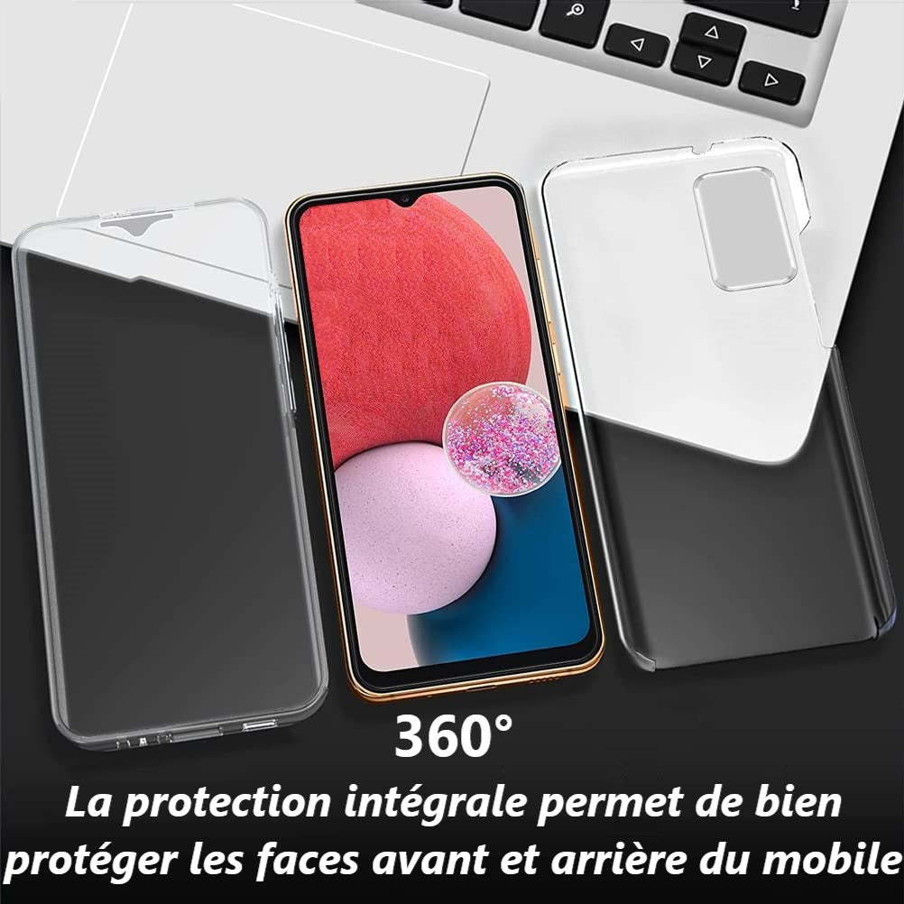 Coque pour Samsung Galaxy A13 5G, A13 4G Compatible A04, A04S - étui 360° Transparent Double Protection intégrale en Silicone TPU Antichoc protège écran