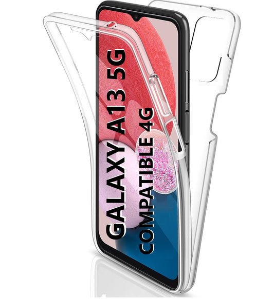 Coque pour Samsung Galaxy A13 5G, A13 4G Compatible A04, A04S - étui 360° Transparent Double Protection intégrale en Silicone TPU Antichoc protège écran